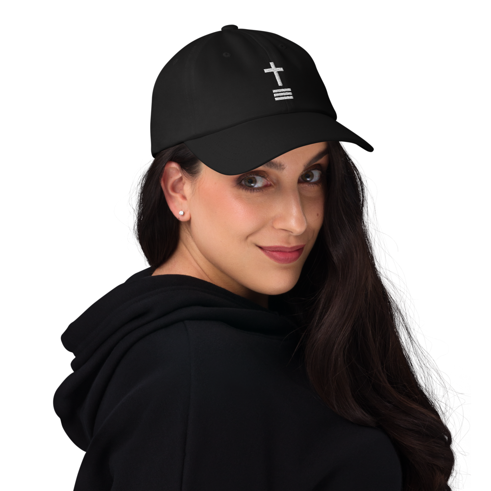 Trinity Cross Dad Hat - Classic Black with White Embroidery