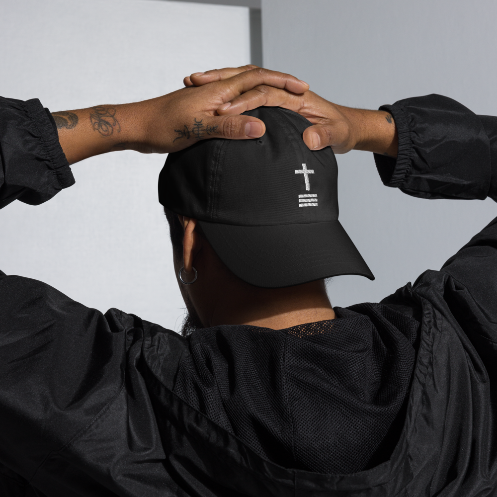 Trinity Cross Dad Hat - Classic Black with White Embroidery