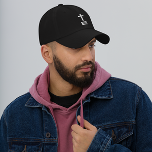 Trinity Cross Dad Hat - Classic Black with White Embroidery