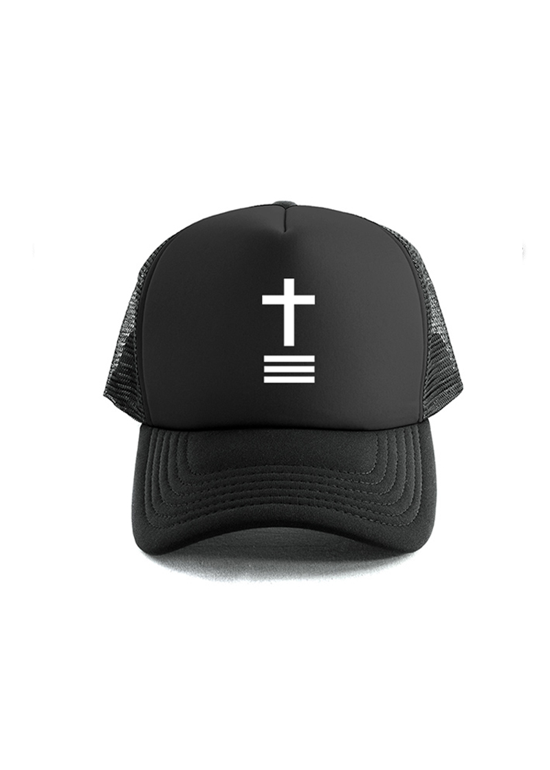 Trinity Cross Black Trucker Hat